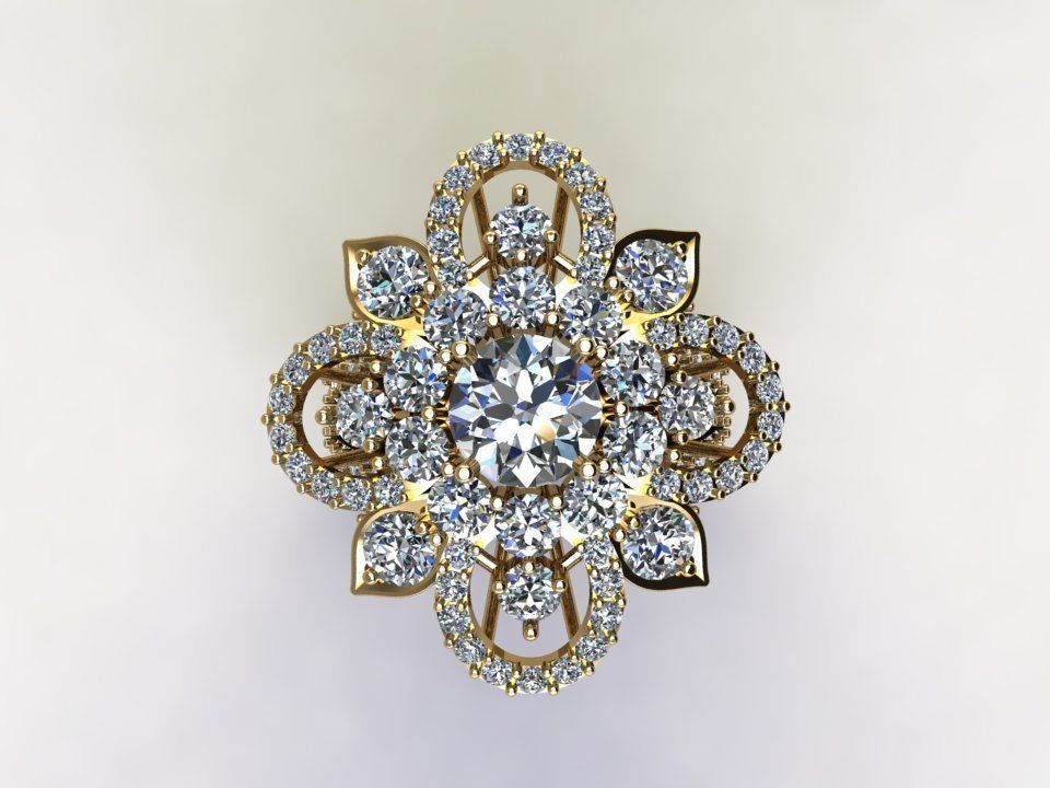 women design ring in Asia for diamond R78 3D model_4