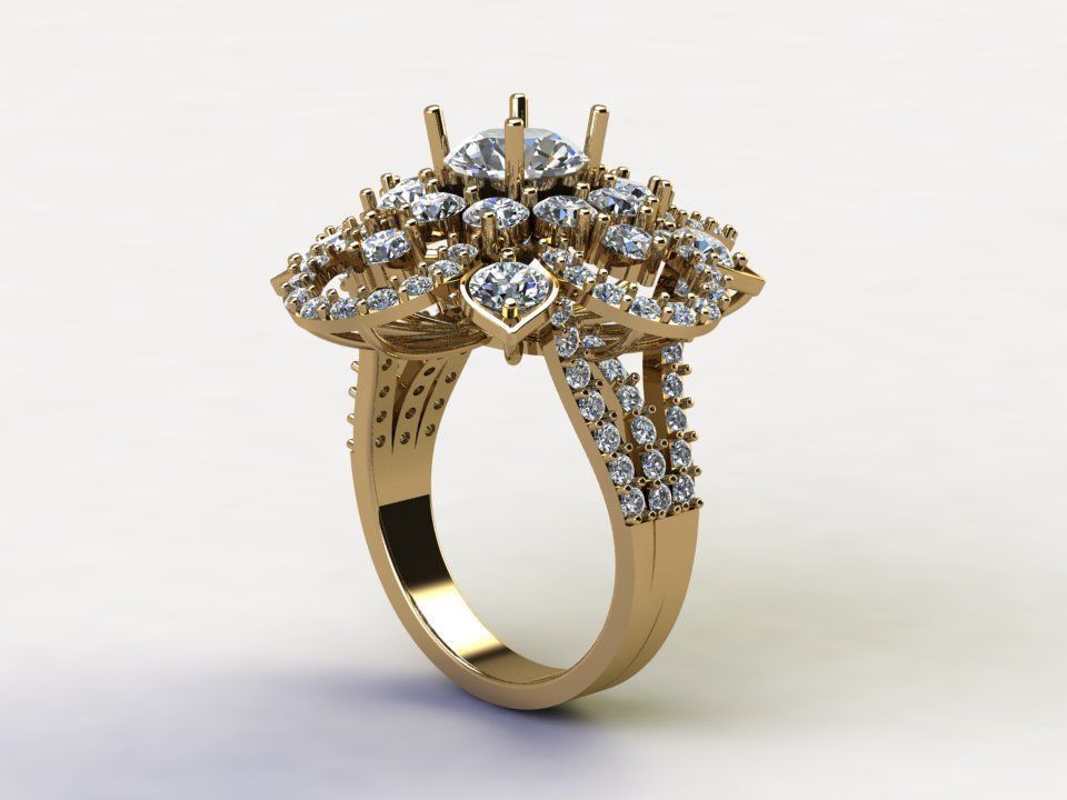 women design ring in Asia for diamond R78 3D model_1