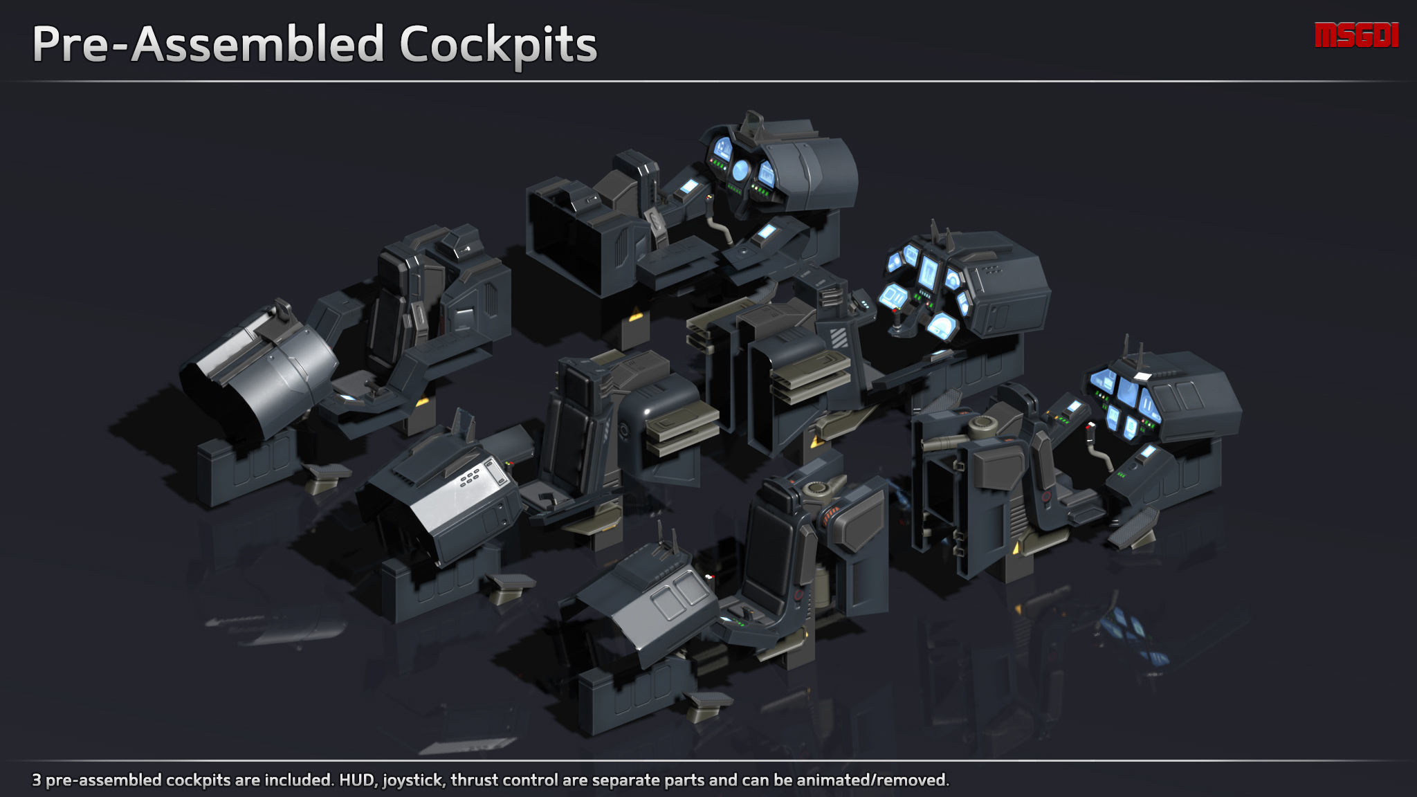 Scifi Fighter FX11 Low-poly 3D model_6