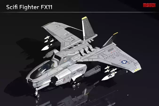 Scifi Fighter FX11 Low-poly 3D model