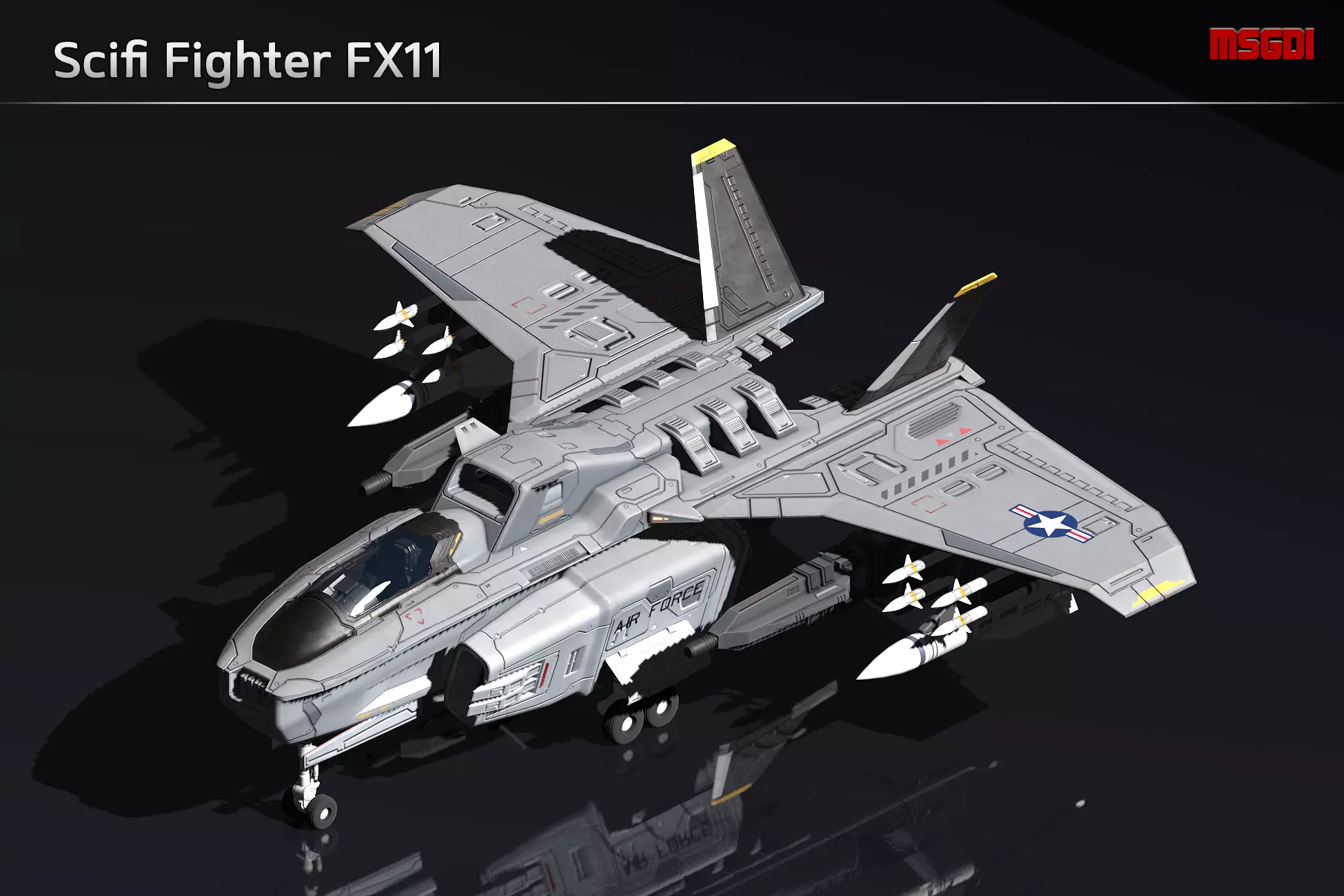 Scifi Fighter FX11 Low-poly 3D model_0