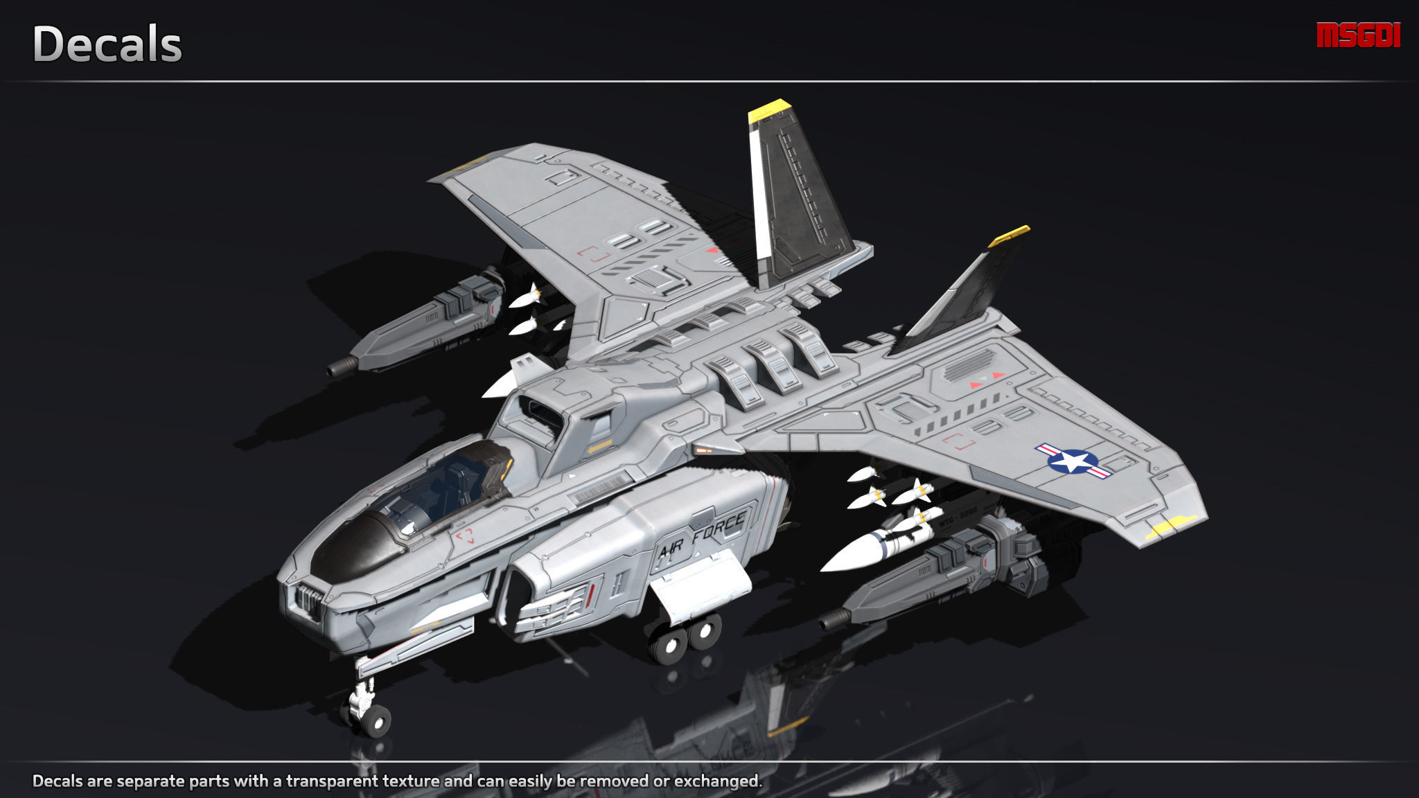 Scifi Fighter FX11 Low-poly 3D model_8