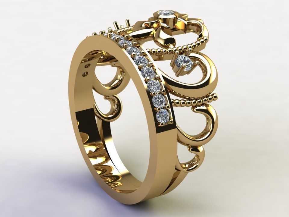 Crown ring for women cad design R68 3D model_2