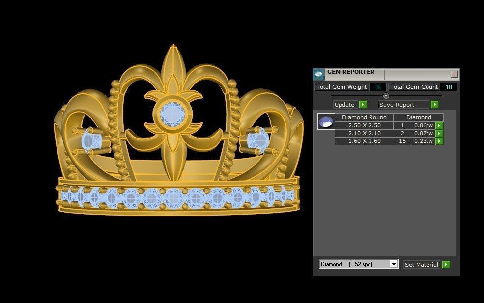 Crown ring for women cad design R68 3D model_1