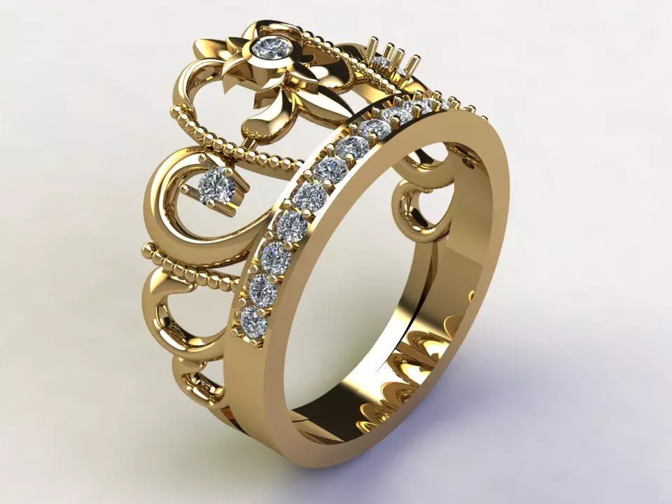 Crown ring for women cad design R68 3D model_0