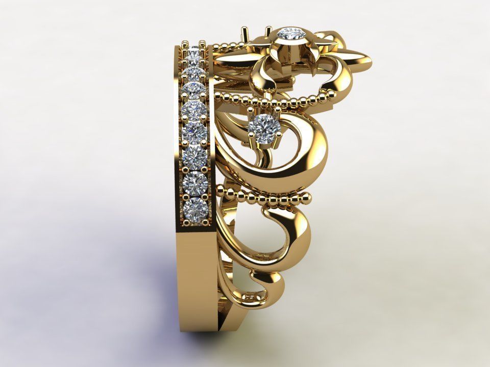 Crown ring for women cad design R68 3D model_4