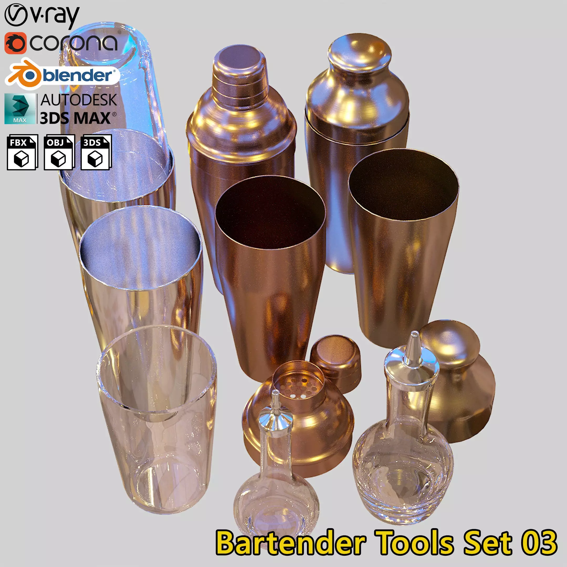 Bartender Tools Set 03 3D model_0