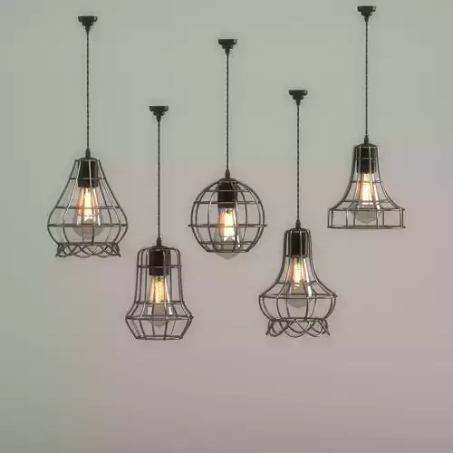 Five Hanging Lights 02 Free 3D model