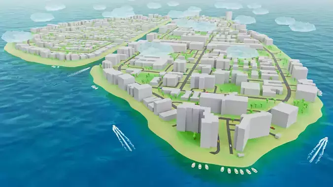 Miami - Bay Harbor Islands - Real Copy Low-poly 3D model