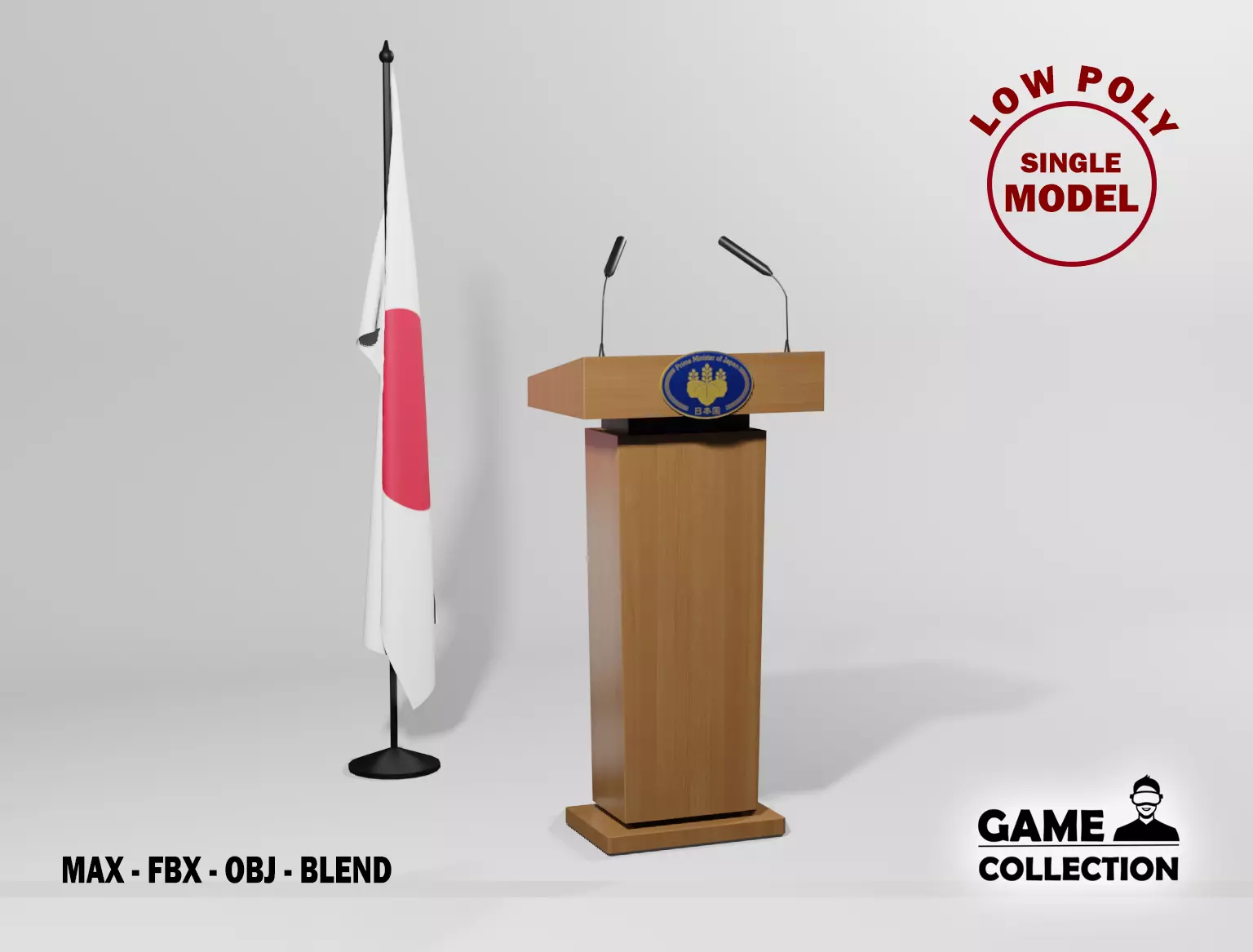 Japanese Presidential Podium Low-poly 3D model