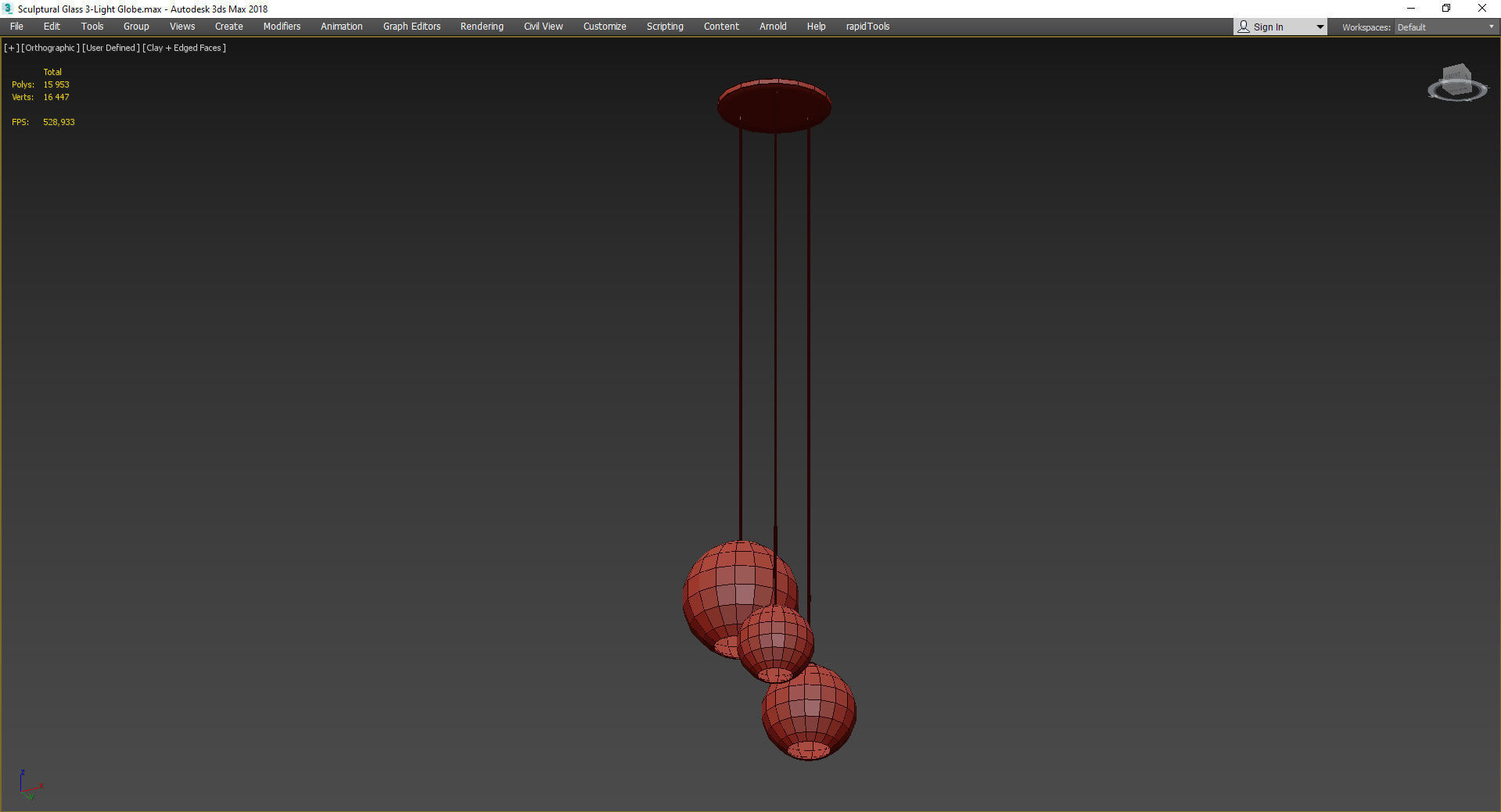 Sculptural Glass 3-Light Globe Low-poly 3D model_2