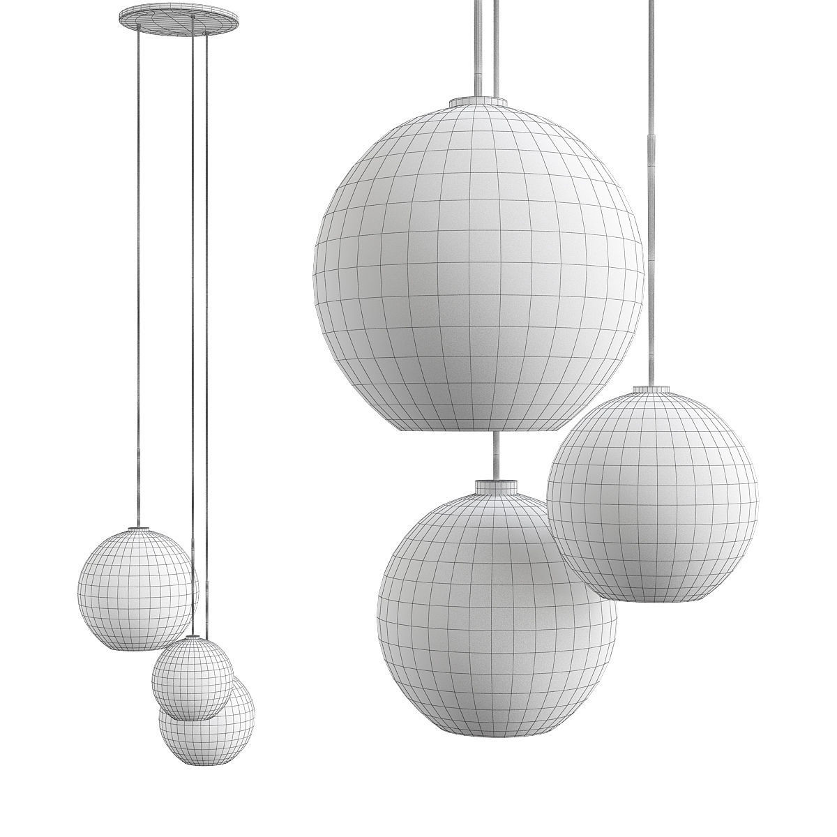 Sculptural Glass 3-Light Globe Low-poly 3D model_1