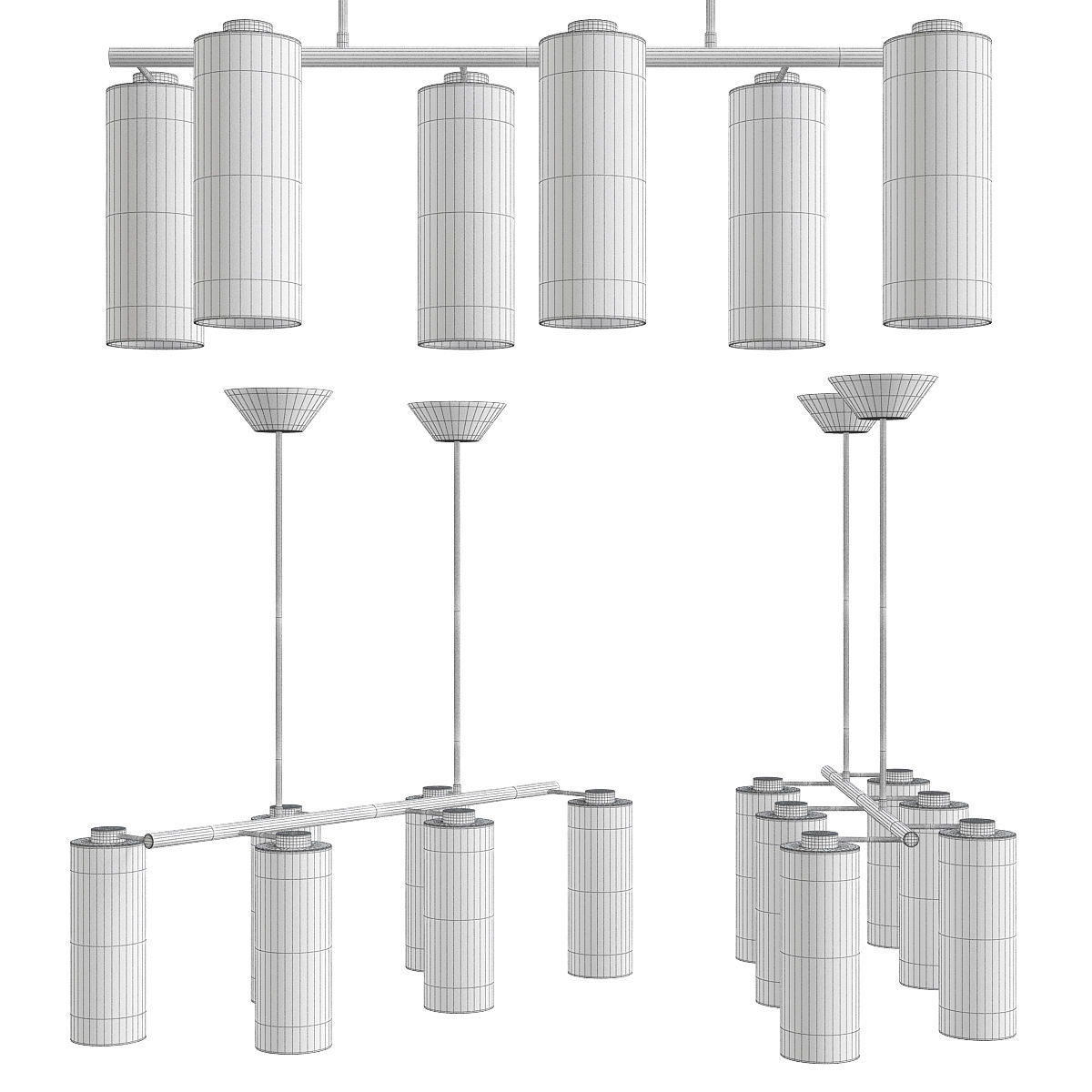 Glass Cylinder Chandelier Low-poly 3D model_1