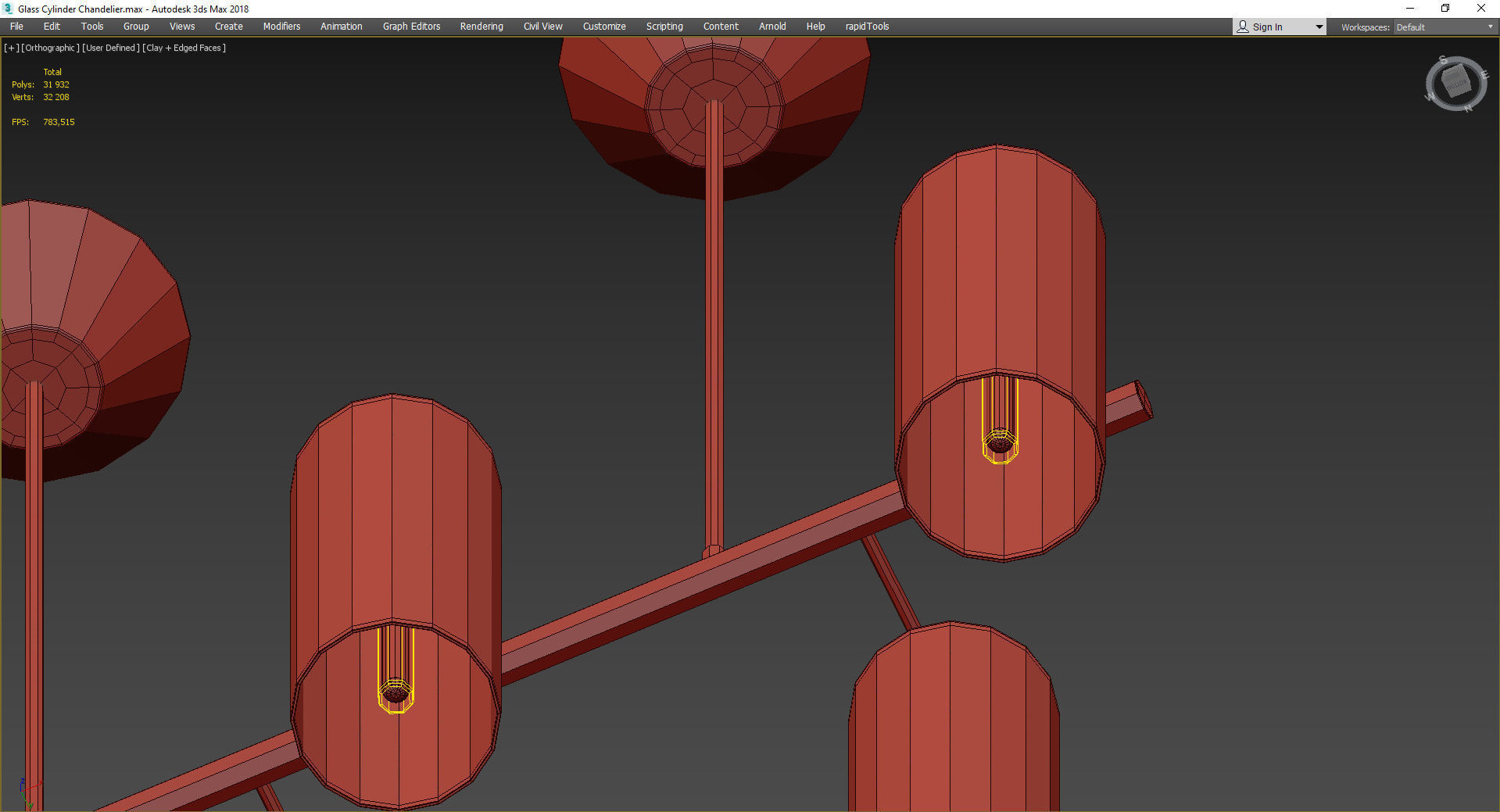 Glass Cylinder Chandelier Low-poly 3D model_4