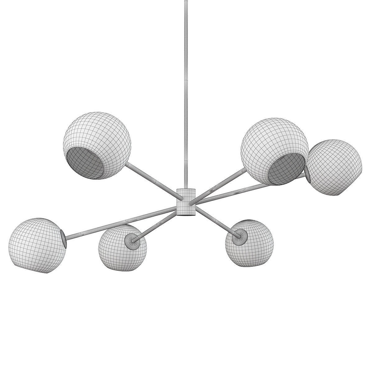 Staggered Glass 6-Light Chandelier - Milk Low-poly 3D model_1