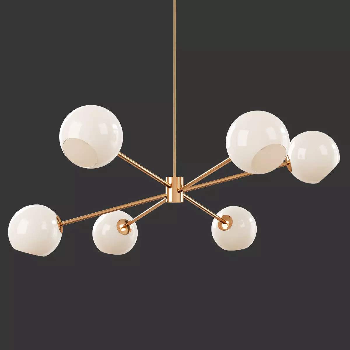 Staggered Glass 6-Light Chandelier - Milk Low-poly 3D model_0