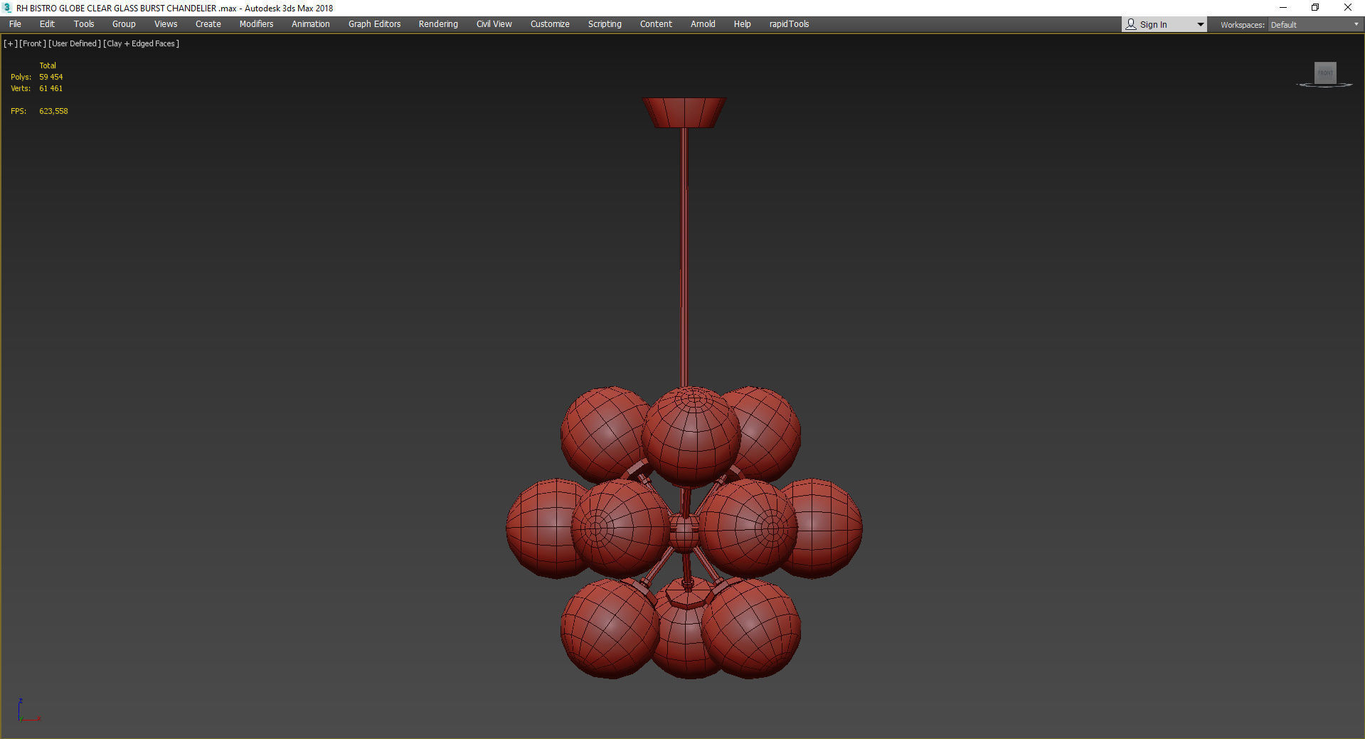 RH BISTRO GLOBE CLEAR GLASS BURST CHANDELIER Low-poly 3D model_2