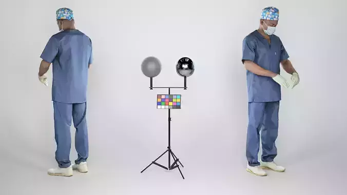 African male doctor in mask and sterile gloves working 229 Low-poly 3D model