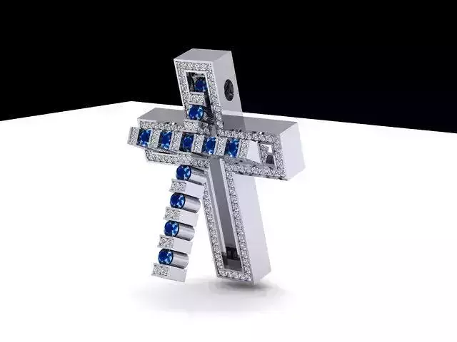 Cross with sapphires and diamonds