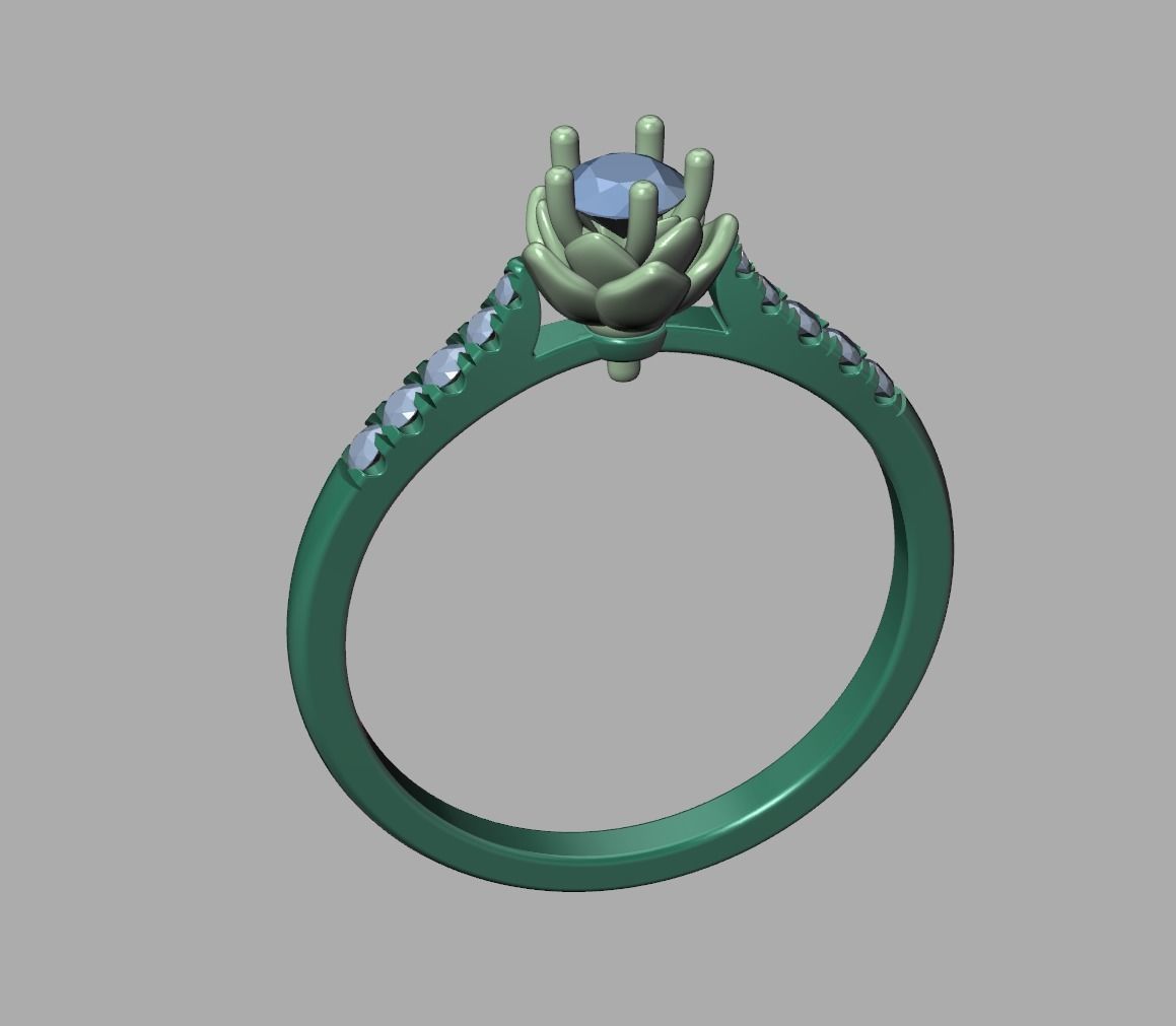Floral design Solitaire Classic ring Own design 3dmodel 3D print model_20
