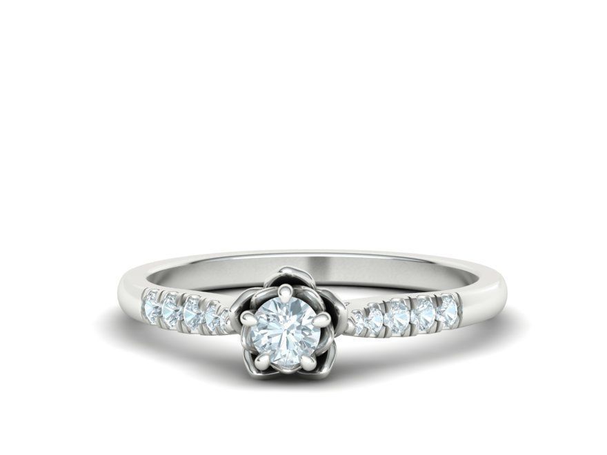 Floral design Solitaire Classic ring Own design 3dmodel 3D print model_5