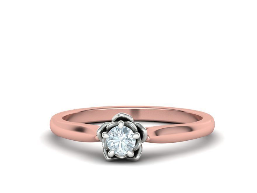 Floral design Solitaire Classic ring Own design 3dmodel 3D print model_27