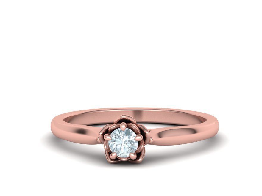 Floral design Solitaire Classic ring Own design 3dmodel 3D print model_26