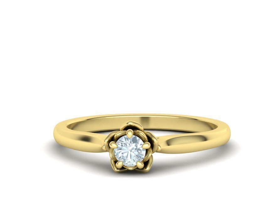 Floral design Solitaire Classic ring Own design 3dmodel 3D print model_24