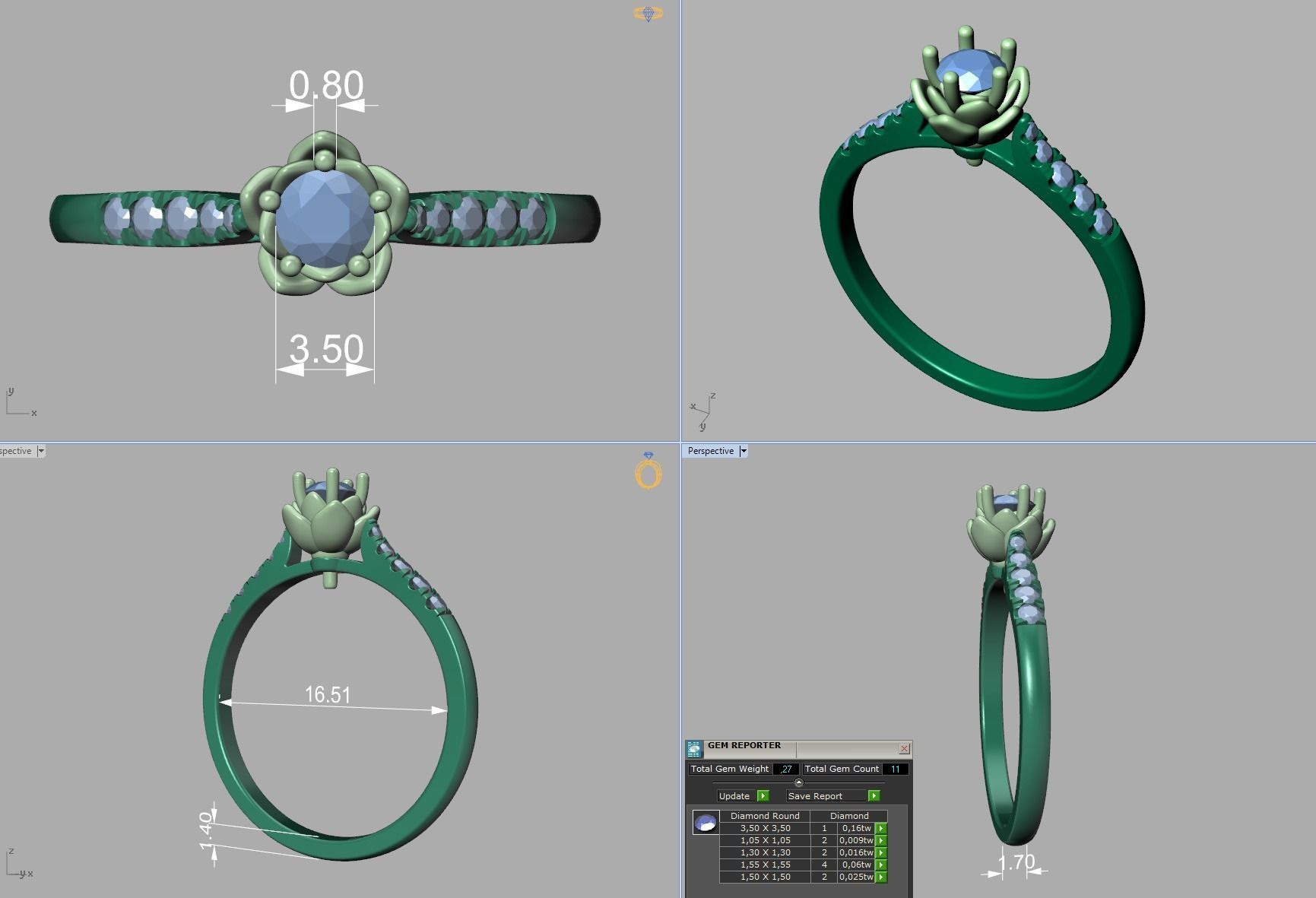 Floral design Solitaire Classic ring Own design 3dmodel 3D print model_12