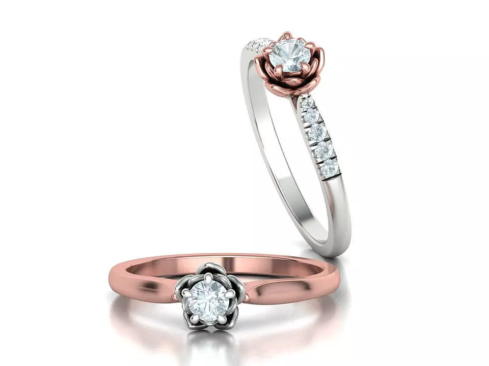 Floral design Solitaire Classic ring Own design 3dmodel 3D print model_0