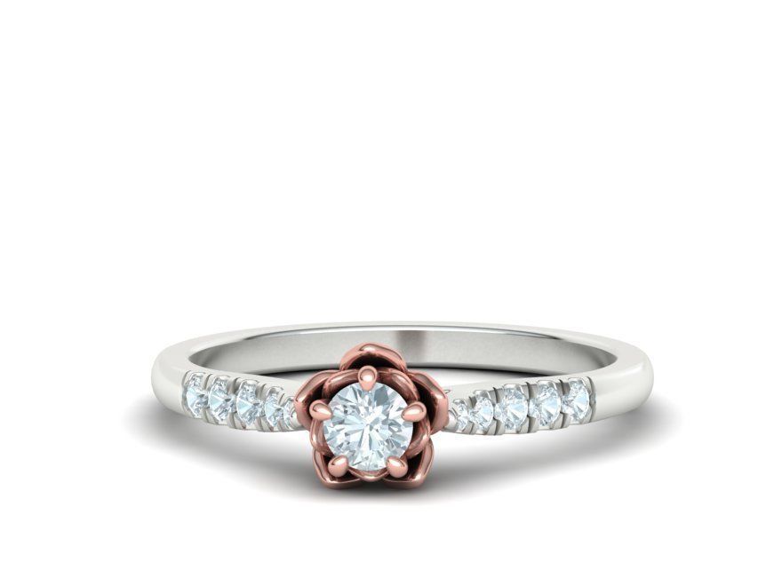 Floral design Solitaire Classic ring Own design 3dmodel 3D print model_7