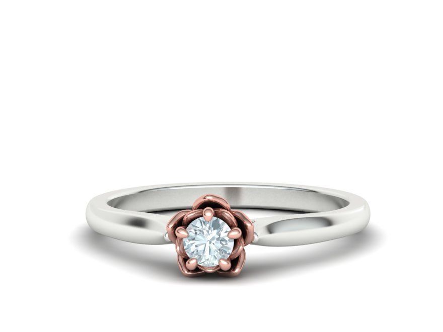 Floral design Solitaire Classic ring Own design 3dmodel 3D print model_22