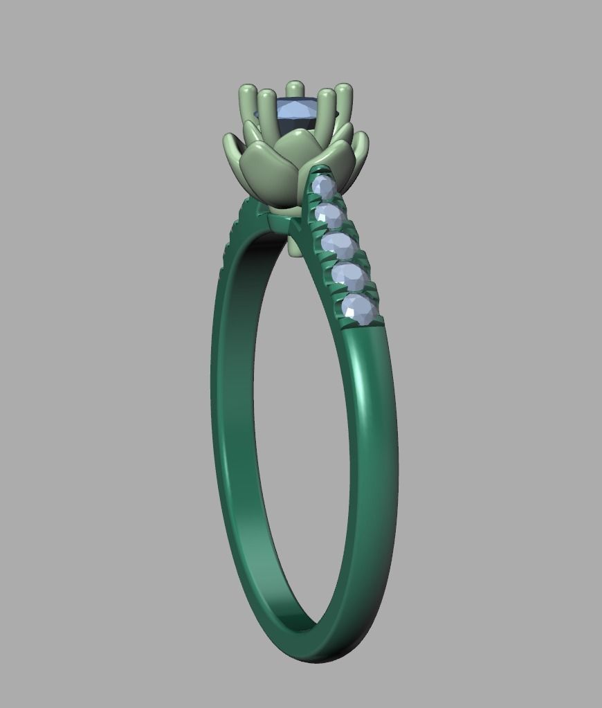 Floral design Solitaire Classic ring Own design 3dmodel 3D print model_18