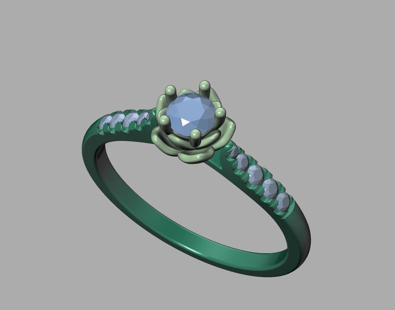 Floral design Solitaire Classic ring Own design 3dmodel 3D print model_17