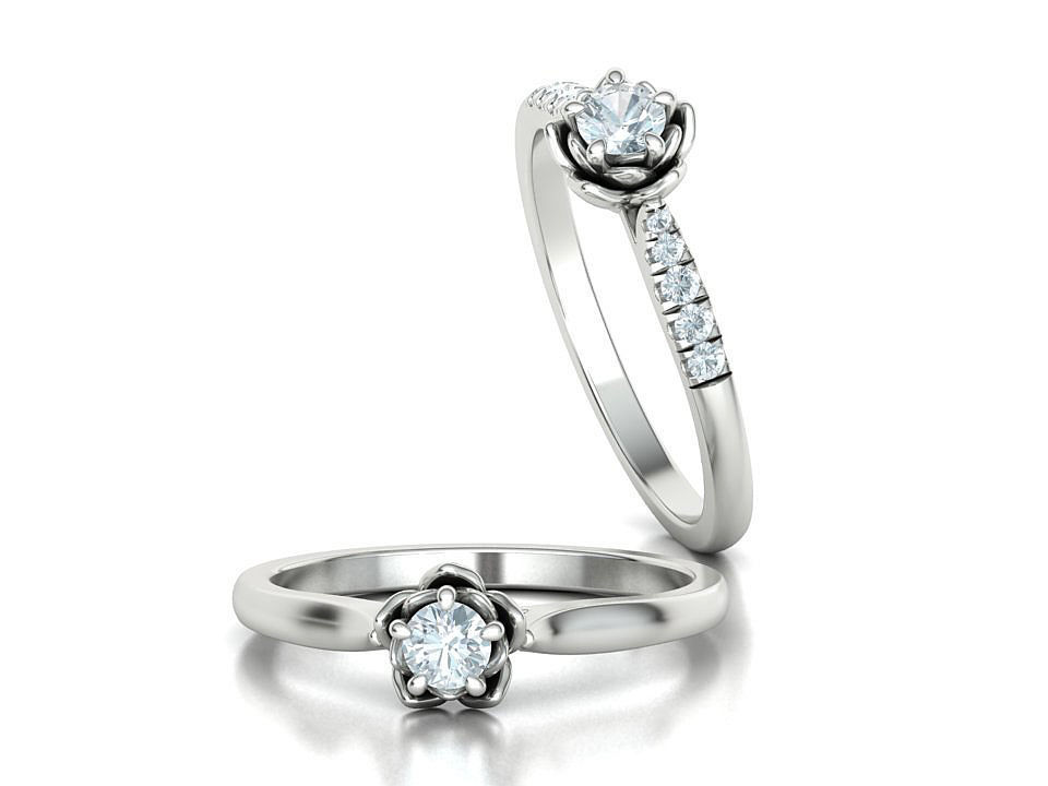 Floral design Solitaire Classic ring Own design 3dmodel 3D print model_2