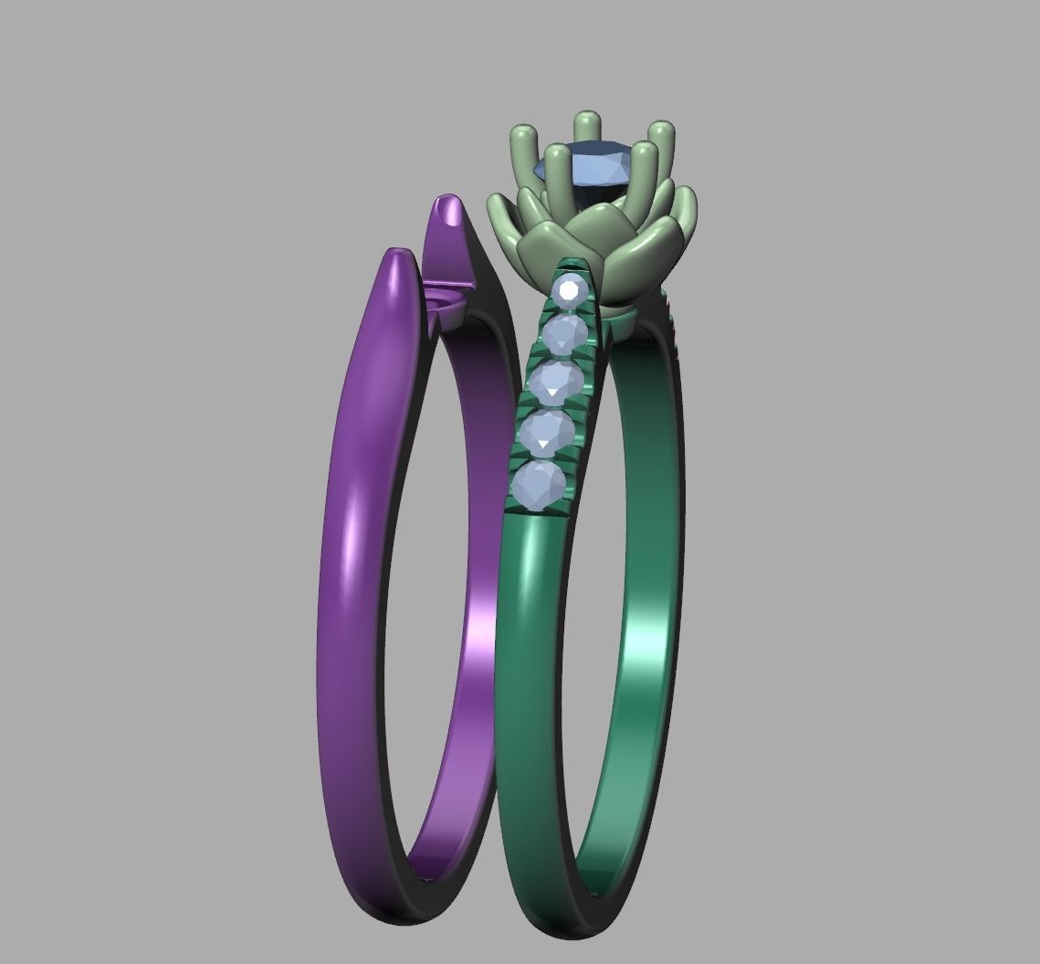 Floral design Solitaire Classic ring Own design 3dmodel 3D print model_15