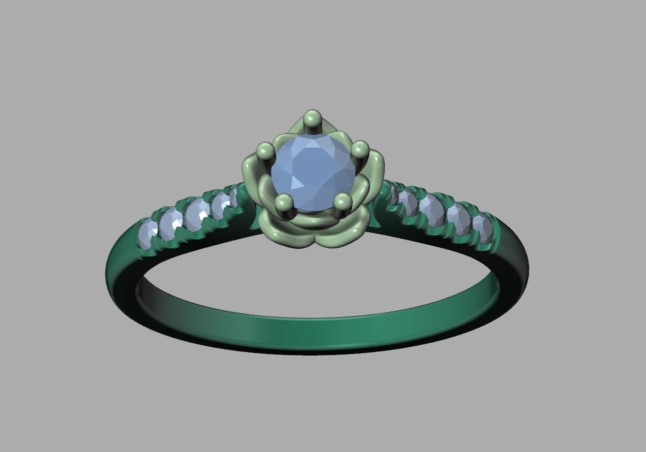 Floral design Solitaire Classic ring Own design 3dmodel 3D print model_16