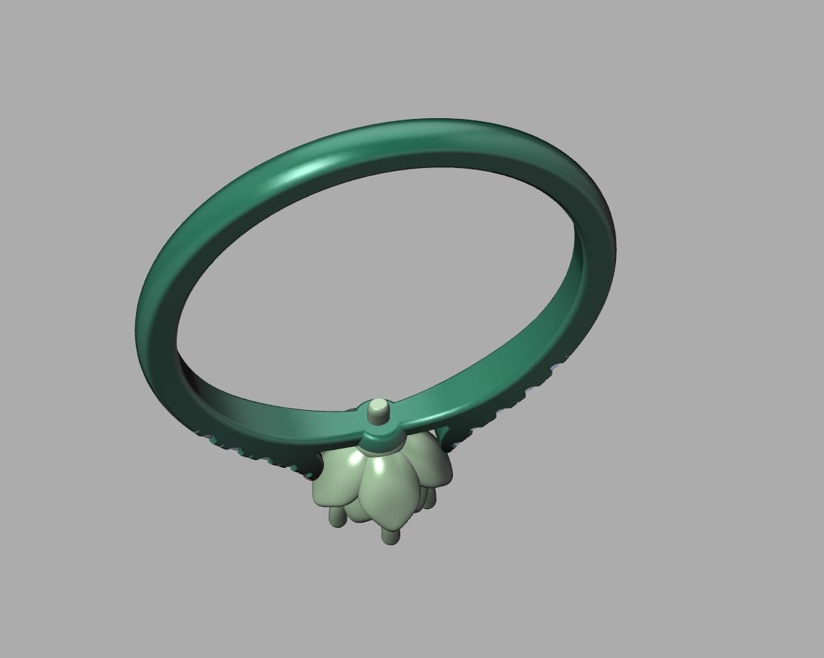 Floral design Solitaire Classic ring Own design 3dmodel 3D print model_19