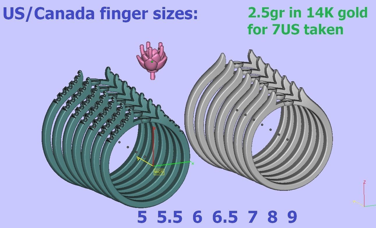 Floral design Solitaire Classic ring Own design 3dmodel 3D print model_14