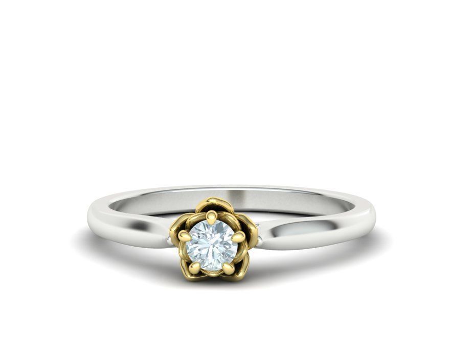 Floral design Solitaire Classic ring Own design 3dmodel 3D print model_23