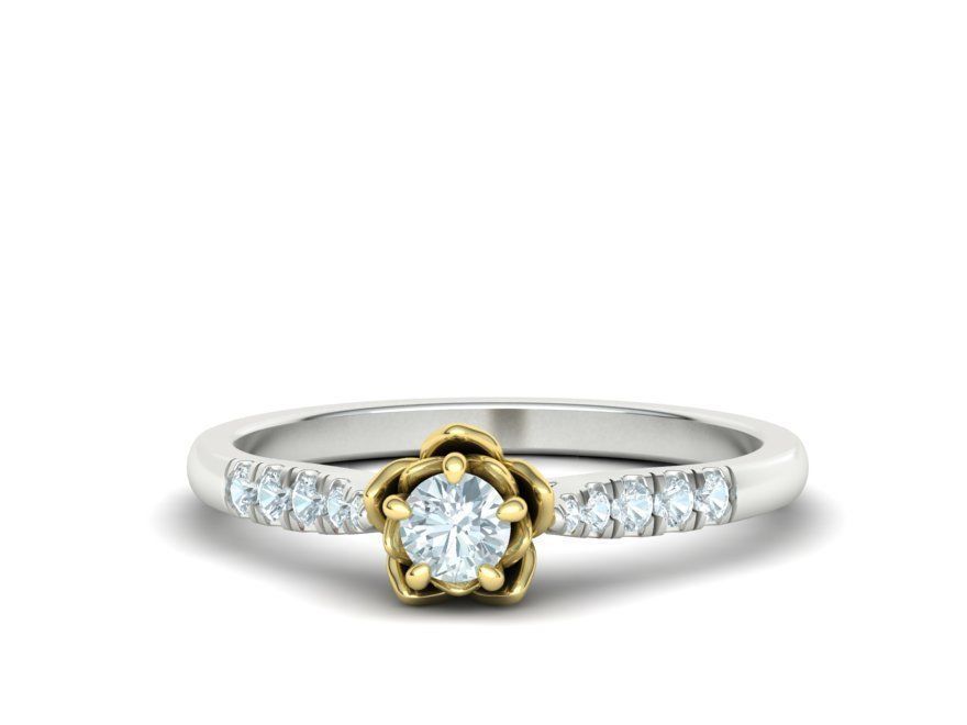 Floral design Solitaire Classic ring Own design 3dmodel 3D print model_6