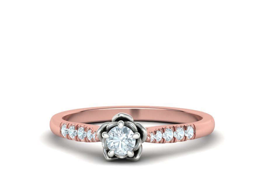 Floral design Solitaire Classic ring Own design 3dmodel 3D print model_11