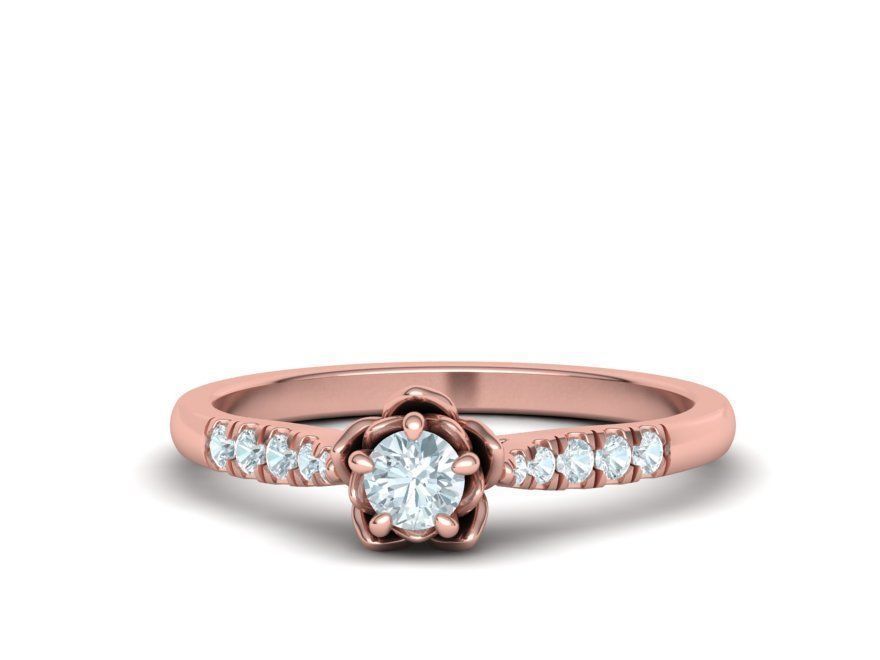 Floral design Solitaire Classic ring Own design 3dmodel 3D print model_10