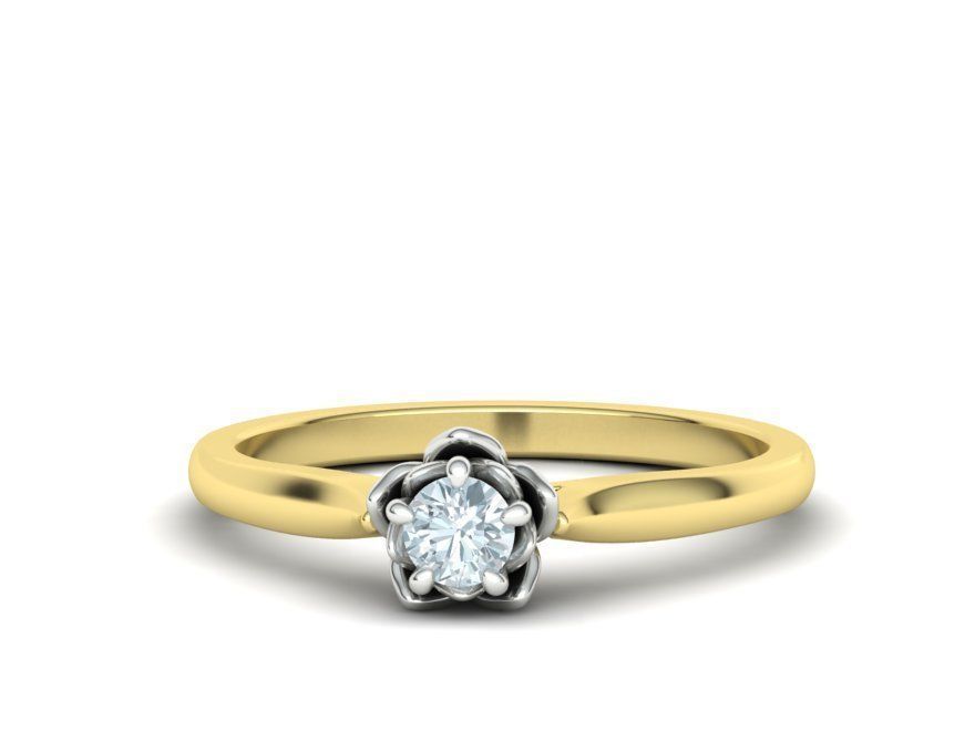 Floral design Solitaire Classic ring Own design 3dmodel 3D print model_25