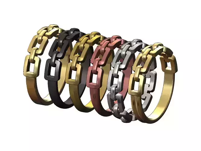 Chain motif ring with diffrent shank designs