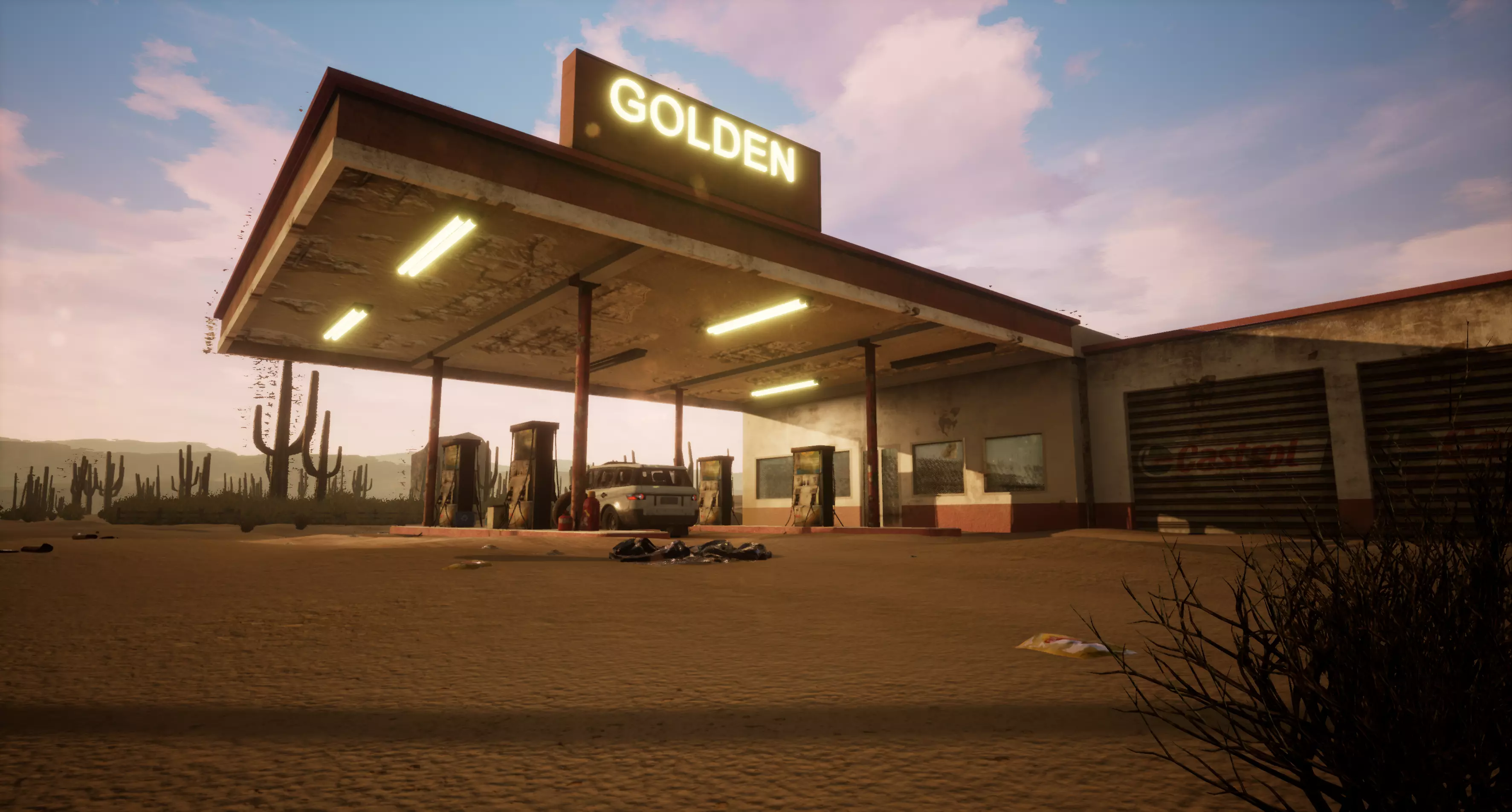 Gas station Unreal 4 Scene Low-poly 3D model_0