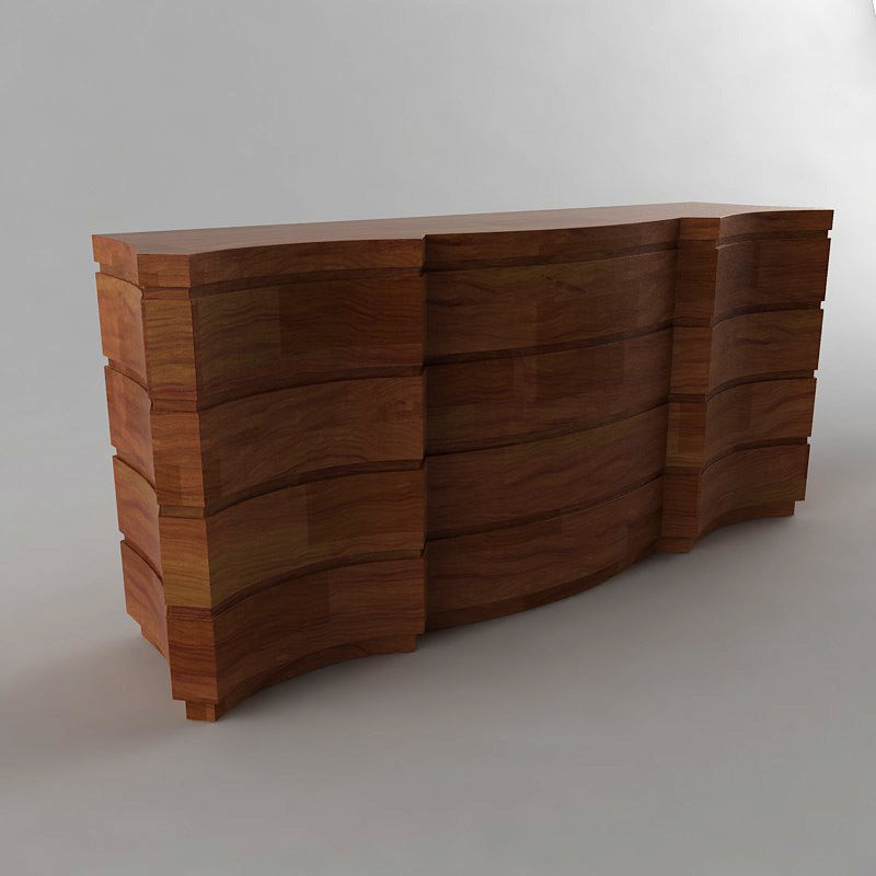 Giorgio wooden dresser with three drawers 3D model_1