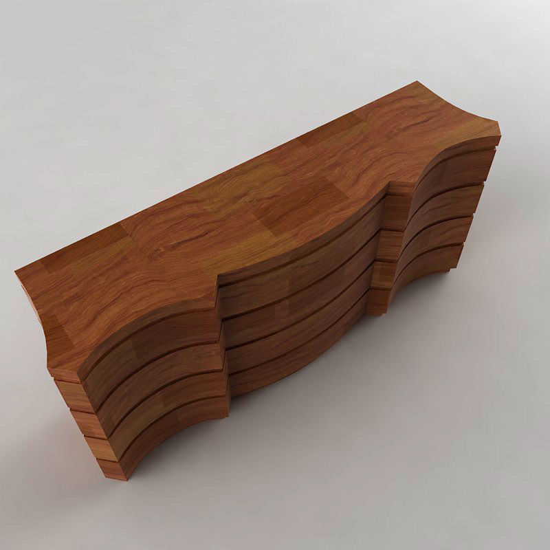 Giorgio wooden dresser with three drawers 3D model_4