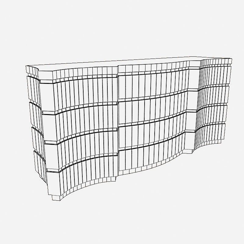 Giorgio wooden dresser with three drawers 3D model_6