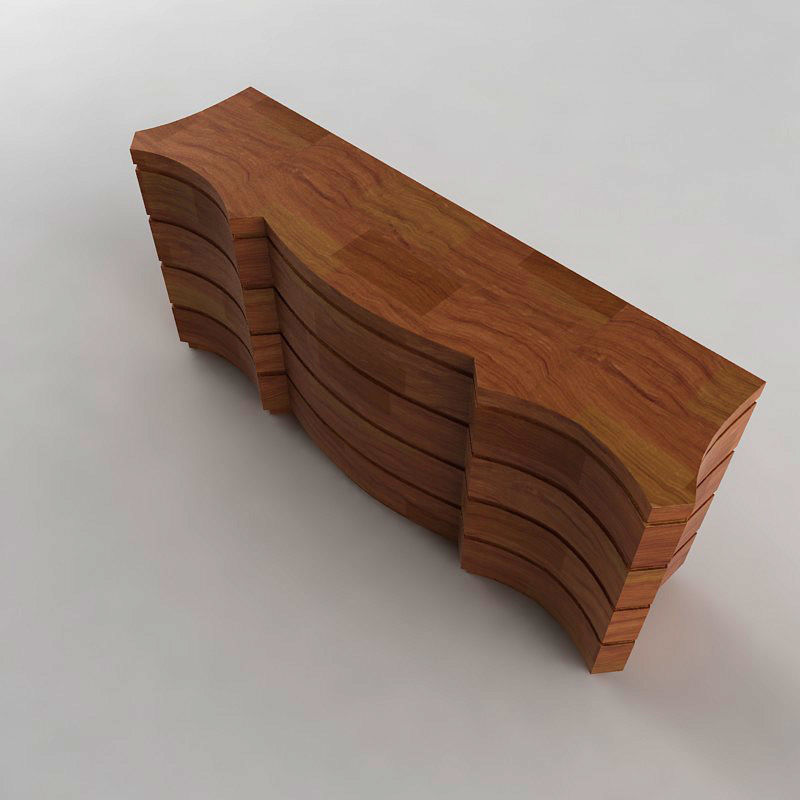 Giorgio wooden dresser with three drawers 3D model_3